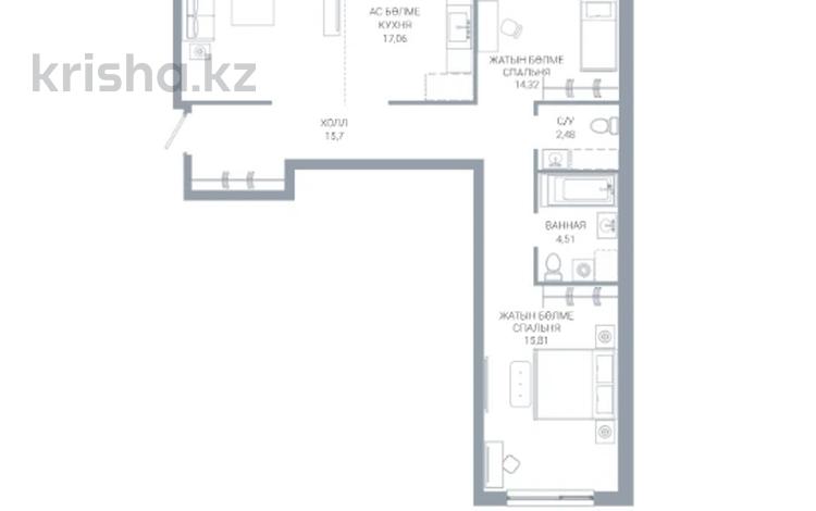 3-комнатная квартира · 95 м² · 10/12 этаж, По ул. Ханов Керея и Жанибека, напротив Президентского парка 48 за ~ 66.5 млн ₸ в Астане, Есильский р-н — фото 10