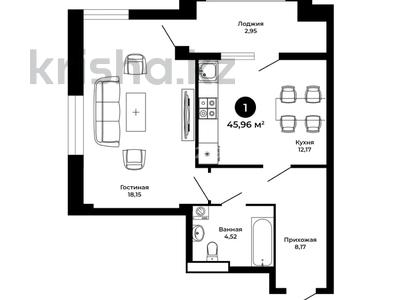 1-комнатная квартира, 49 м², 8/9 этаж, E-10 J за 19 млн 〒 в Шымкенте