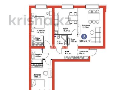3-комнатная квартира, 98 м², 9/9 этаж, Е-321 6/2 за 38 млн 〒 в Астане, Есильский р-н