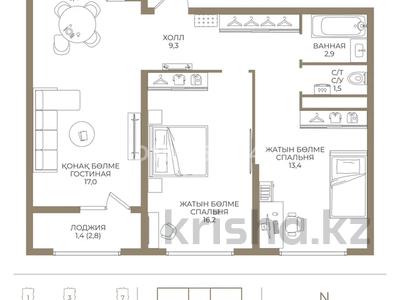 3-бөлмелі пәтер · 68.1 м² · 5/9 қабат, Ботагөз 5 — Алматы арена, бағасы: ~ 37.6 млн ₸ в Алатауский р-н