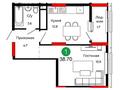 1-комнатная квартира · 38.7 м², Сыганак 26/2 за ~ 24.8 млн ₸ в Астане, Нура р-н — фото 3