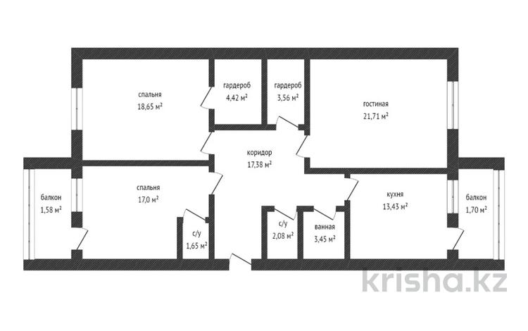 3-комнатная квартира, 105.1 м², 6/9 этаж, Центральный за ~ 28.4 млн 〒 в Кокшетау — фото 14