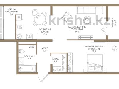 2-комнатная квартира · 64.2 м² · 5/9 этаж, Ботакоз 5 — ⭐БЕЗ КОМИССИИ⭐ за ~ 35.6 млн ₸ в Алматы, Алатауский р-н