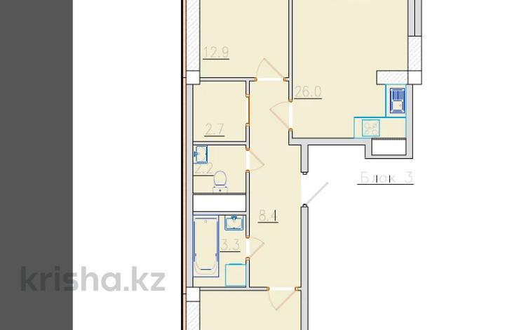 3-комнатная квартира, 73.66 м², 9/14 этаж, Ауэзова 2А за ~ 40.5 млн 〒 в Алматы, Алмалинский р-н — фото 2