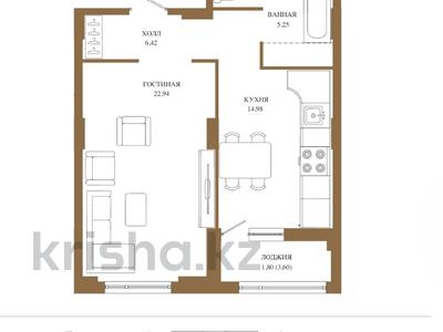 2-бөлмелі пәтер · 51.39 м² · 4/18 қабат, Достык 8/5 — СКИДКА -15%, бағасы: ~ 36.2 млн ₸ в Астане, Есильский р-н