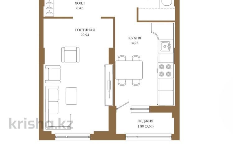 2-бөлмелі пәтер · 51.39 м² · 4/18 қабат, Достык 8/5 — СКИДКА -15%, бағасы: ~ 36.2 млн ₸ в Астане, Есильский р-н — фото 2