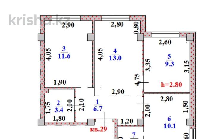 3-комнатная квартира · 57 м² · 3/3 этаж, Үстірт 2936/ за 35 млн ₸ в Иргели — фото 2
