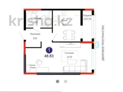 1-комнатная квартира · 48 м² · 12/12 этаж, Е 882 7 — Серкебаева за 28.8 млн 〒 в Астане, Сарыарка р-н