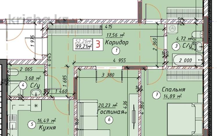 3-бөлмелі пәтер · 100 м² · 12/16 қабат, Ш. Айтматова 57, бағасы: 38.5 млн ₸ в Астане, Нура р-н — фото 2