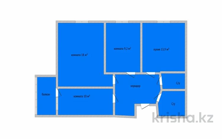 3-комнатная квартира · 66 м² · 4/6 этаж, Юбилейный 11 за 31.5 млн 〒 в Костанае — фото 2