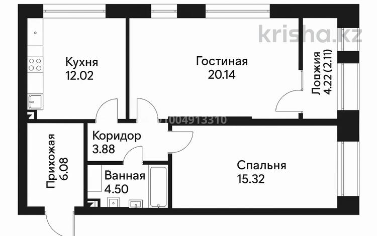 2-комнатная квартира · 64 м² · 1/9 этаж, Навои 58/4 за 66.5 млн ₸ в Алматы, Ауэзовский р-н — фото 6