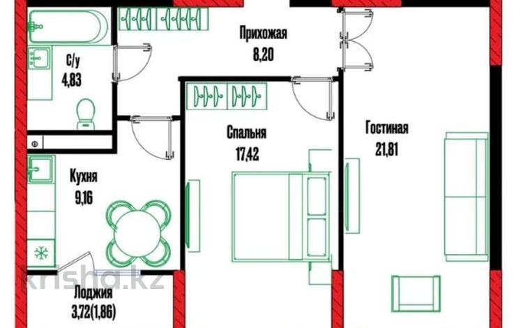 2-комнатная квартира · 65 м² · 13/17 этаж, Жошы Хан 12/2, 12/3 за 42.5 млн ₸ в Астане, Есильский р-н — фото 15