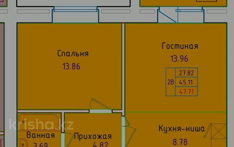 2-бөлмелі пәтер · 47.71 м² · 9/10 қабат, Сарыарка, бағасы: 14.4 млн ₸ в Кокшетау — фото 2