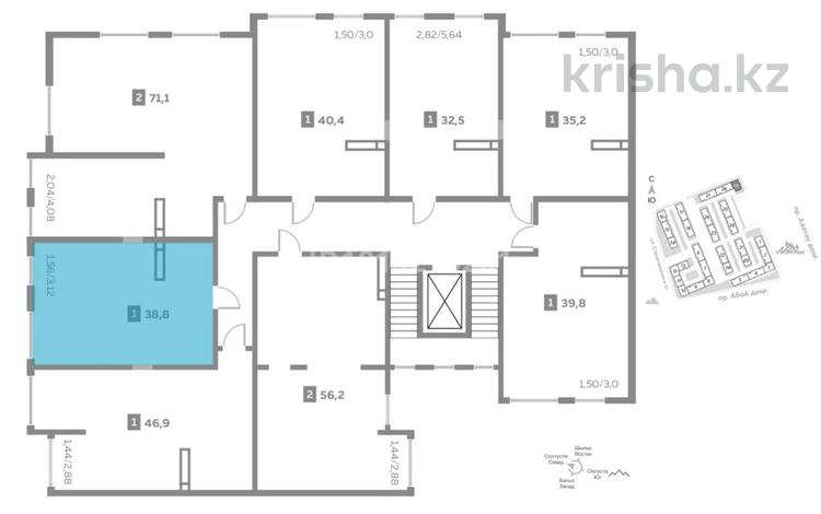 1-бөлмелі пәтер · 38.8 м² · 8/9 қабат, Шұғыла ш/а. 342/1, бағасы: ~ 22.6 млн ₸ в Алматы, Наурызбайский р-н — фото 2