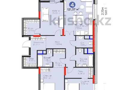 4-комнатная квартира · 121.37 м² · 8/12 этаж, Турар Рыскулов 18 за 92 млн ₸ в Астане