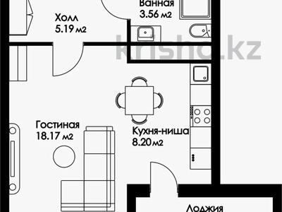 1-комнатная квартира · 38.2 м² · 7/9 этаж, Нажимеденова 29 за 15.8 млн ₸ в Астане, Алматы р-н