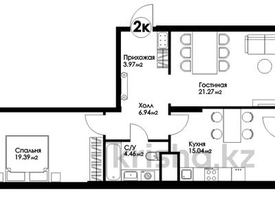 2-комнатная квартира, 73.3 м², 7/18 этаж, Е-36 5 за 31 млн 〒 в Астане, Нура р-н