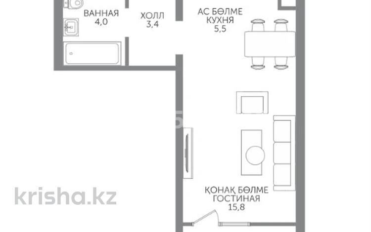 1-бөлмелі пәтер · 30 м² · 6/15 қабат, Райымбека 210/27, бағасы: 27.5 млн ₸ в Алматы, Алмалинский р-н — фото 2