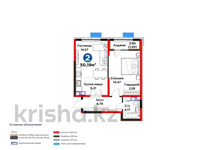2-бөлмелі пәтер · 51 м², ул. Алатау батыра, бағасы: ~ 24.5 млн ₸ в Шымкенте, Абайский р-н