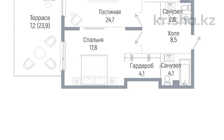 2-бөлмелі пәтер · 79.9 м² · 1/3 қабат, Мкр. Мирас — Аскарова, бағасы: ~ 140.9 млн ₸ в Алматы, Бостандыкский р-н — фото 2