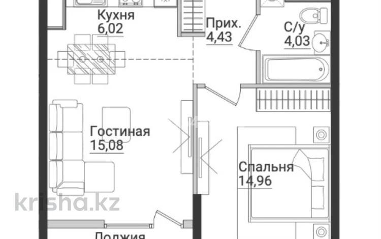 2-бөлмелі пәтер · 46.14 м² · 8/12 қабат, Есенжанова 82 — Абая-Тлендиева, бағасы: 44.3 млн ₸ в Алматы, Бостандыкский р-н — фото 2