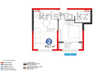 2-бөлмелі пәтер · 40.7 м² · 3/6 қабат, ​Приканальная БАК, бағасы: 35 млн ₸ в Алматы, Медеуский р-н