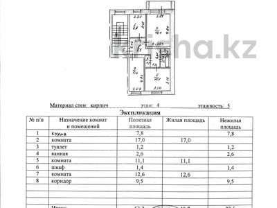 3-комнатная квартира, 63.2 м², 4/5 этаж, Нурмагамбетова 120 — Ермака за 23 млн 〒 в Павлодаре