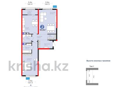 2-бөлмелі пәтер · 91 м², Лебедева, бағасы: 90 млн ₸ в Алматы, Бостандыкский р-н