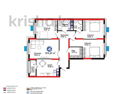 4-комнатная квартира · 106 м², Калдаякова за 47.1 млн ₸ в Шымкенте, Туран р-н