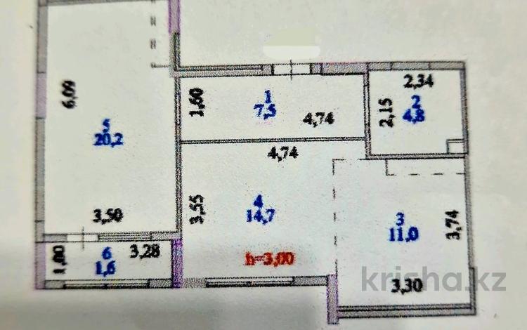 2-комнатная квартира · 60 м² · 8/10 этаж, Ахмет Байтурсынулы 16/3 — Пр.Улы Дала(Аллея Тысячелетия) за 31 млн ₸ в Астане, Сарайшык р-н — фото 2
