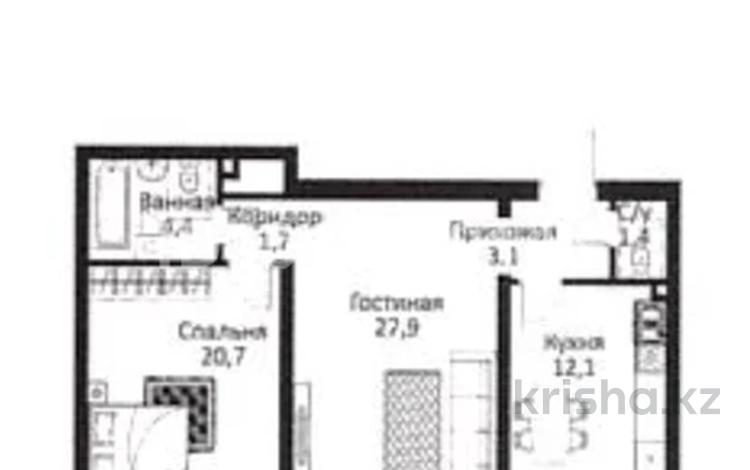 2-комнатная квартира · 73.3 м² · 3/9 этаж, ул. Абдуллы Розыбакиева 276 за 95 млн ₸ в Алматы, Бостандыкский р-н — фото 2
