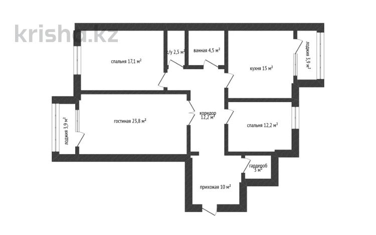 3-бөлмелі пәтер · 105.2 м² · 8/9 қабат, Серкебаева 33, бағасы: ~ 42.1 млн ₸ в Кокшетау — фото 6