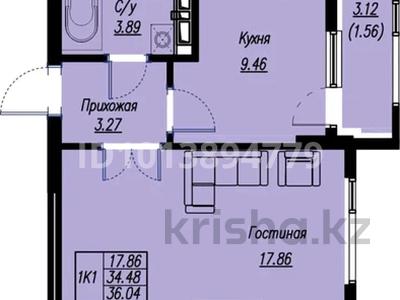 1-комнатная квартира · 36.6 м² · 9/9 этаж, Е496 — Возле больница УДП за 29 млн ₸ в Астане, Есильский р-н