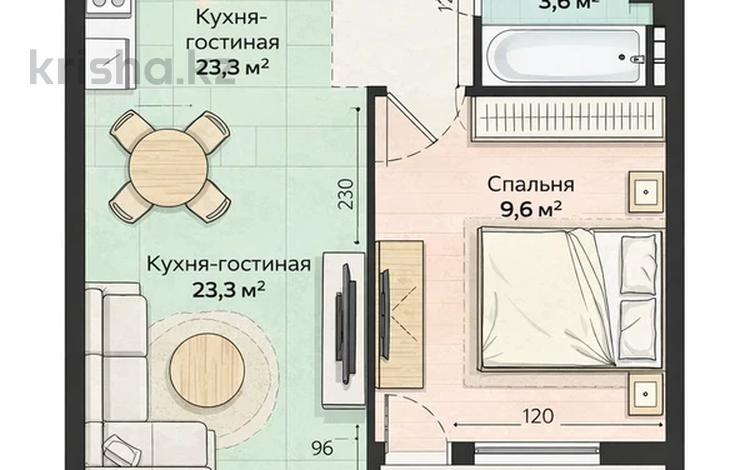 1-комнатная квартира · 38 м² · 9/10 этаж, Е-128 за 12.6 млн ₸ в Астане, Нура р-н — фото 2