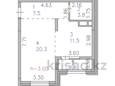 1-бөлмелі пәтер · 44.7 м² · 9/12 қабат, Кабанбай батыр 63, бағасы: 28 млн ₸ в Астане, Есильский р-н