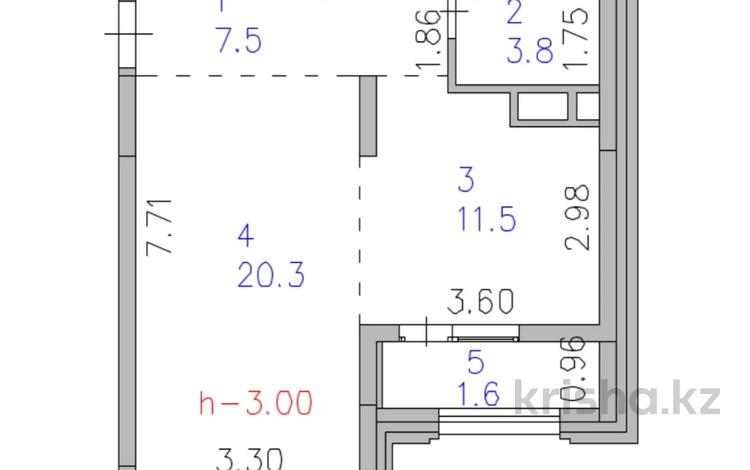 1-бөлмелі пәтер · 44.7 м² · 9/12 қабат, Кабанбай батыр 63, бағасы: 28 млн ₸ в Астане, Есильский р-н — фото 2