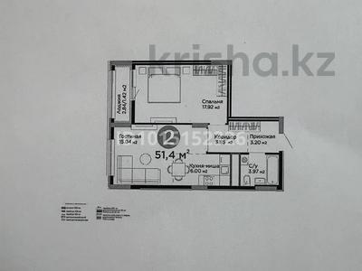 2-бөлмелі пәтер · 51.4 м² · 7/12 қабат, Е-15 5, бағасы: 31 млн ₸ в Астане, Нура р-н