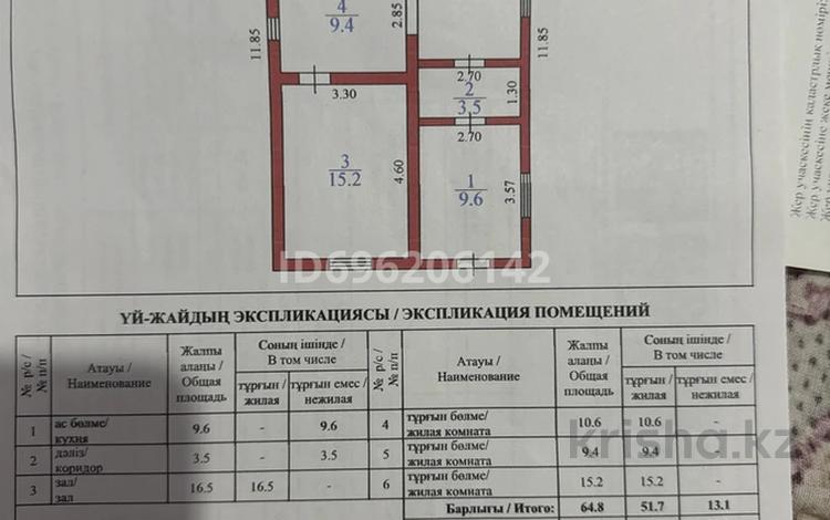 Отдельный дом • 4 комнаты • 64.8 м² • 5 сот., Ул.Сураншы батыр 130 за ~ 19 млн 〒 в Узынагаш — фото 2