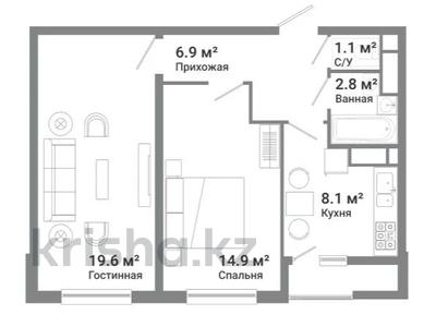 2-комнатная квартира, 56 м², 1/9 этаж, Райымбек батыра за 22.5 млн 〒 в 