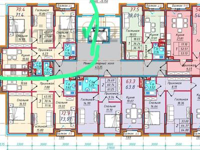3-бөлмелі пәтер · 71.4 м² · 3/6 қабат, Мкр. Кайрат уч. 377, бағасы: 36 млн ₸ в Алматы, Турксибский р-н
