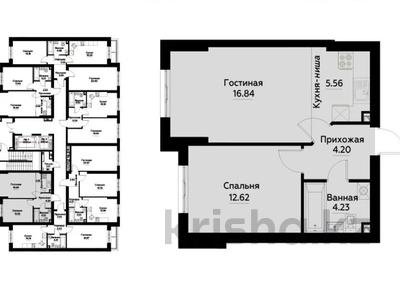 2-комнатная квартира, 43.45 м², 1/12 этаж, Райымбека 351/1 за 22.5 млн 〒 в Алматы, Алмалинский р-н