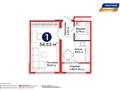 1-комнатная квартира · 34.53 м² · 5/14 этаж, Улы Дала 14 — Айтматова за ~ 21.9 млн ₸ в Астане, Нура р-н