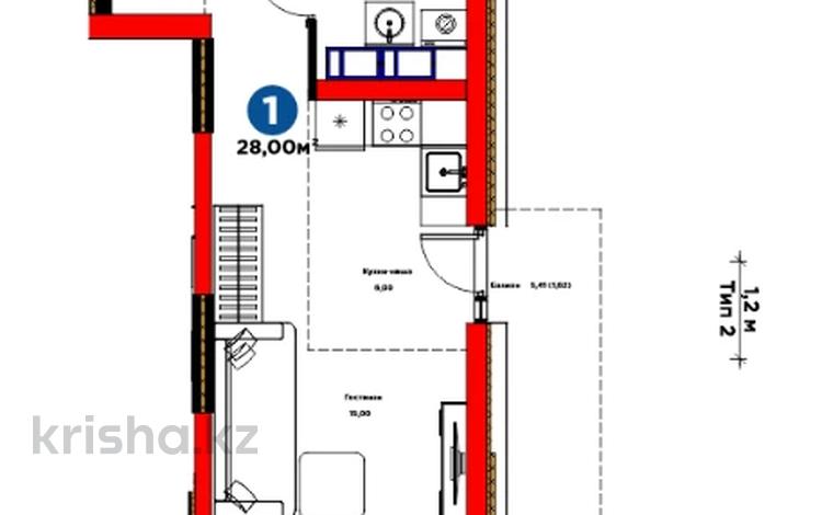1-комнатная квартира · 28 м², Райымбека 219Б за ~ 30.5 млн ₸ в Алматы — фото 2