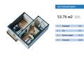 2-бөлмелі пәтер · 53.76 м² · 2/5 қабат, мкр Коккайнар, 20-й микрорайон 46 — Новая саина, бағасы: 31 млн ₸ в Алматы, Алатауский р-н