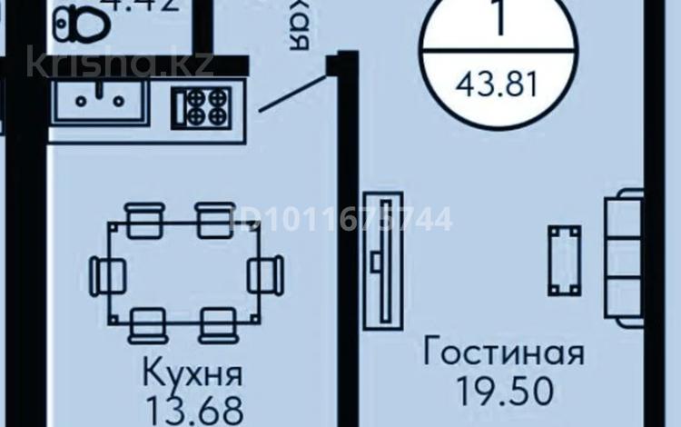 1-комнатная квартира · 44 м² · 2/10 этаж, Кошкарбаева 60в за 21.5 млн ₸ в Астане — фото 2