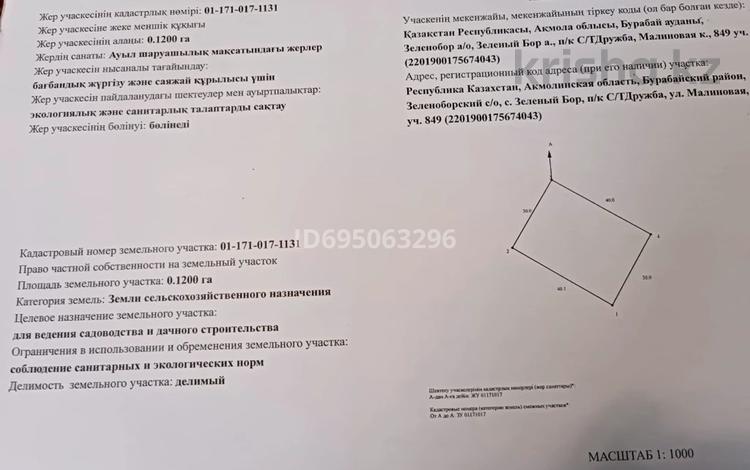 Жер телімі · 12 сотық, Малиновая, бағасы: 2.5 млн ₸ в Бурабае — фото 2