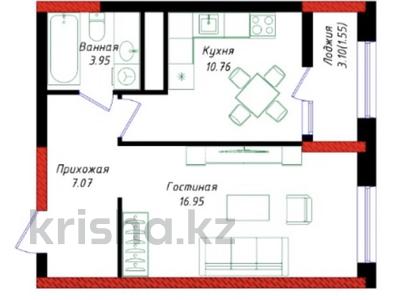 1-комнатная квартира · 40.28 м² · 16/17 этаж, Шамши Калдаяков 57/2 за 17.9 млн ₸ в Астане, Сарайшык р-н