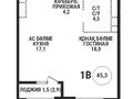 2-бөлмелі пәтер · 45.3 м² · 10/16 қабат, Каныша Сатпаева 90/55Б, бағасы: 44.3 млн ₸ в Алматы, Бостандыкский р-н