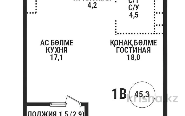2-бөлмелі пәтер · 45.3 м² · 10/16 қабат, Каныша Сатпаева 90/55Б, бағасы: 44.3 млн ₸ в Алматы, Бостандыкский р-н — фото 2