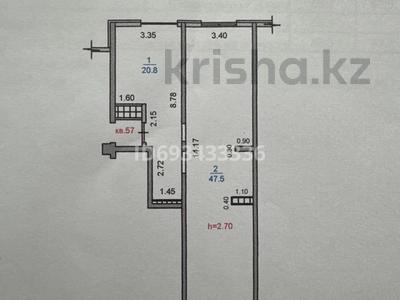 2-комнатная квартира, 68.3 м², 6/9 этаж, мкр Кайрат, ​24-я улица 1/1а за 26 млн 〒 в Алматы, Турксибский р-н